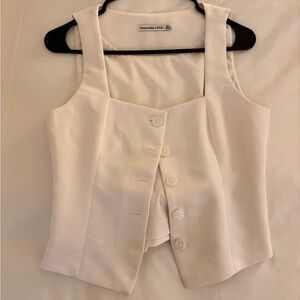 Abercrombie & Fitch Cream Sleeveless vest squareneck white button up summer Top